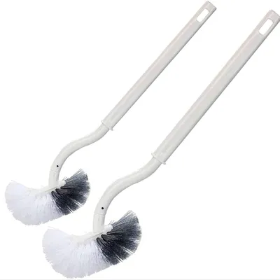 Produktbild von Jormftte Toilettenbürste, 40cm Länge, 11cm Breite, 88g Gewicht, Randreiniger, langer ergonomischer Griff, flexibel & langlebig, dichte Borsten, halbkugelförmiger Kopf für Ecken, mühelos zu reinigen, ABS & PP, weiß, 2 Stück