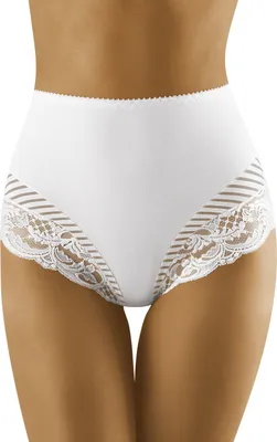 Produktbild von Wolbar Dame Slip Unterhose Netz Streifen musterlos Unterwäsche WB436, weiß, L
