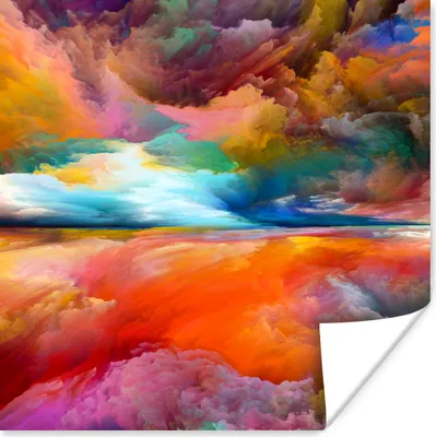 Produktbild von MuchoWow® Poster Gemälde - Ölgemälde - Abstrakt - Wolken 75x75 cm - Wand Dekoration