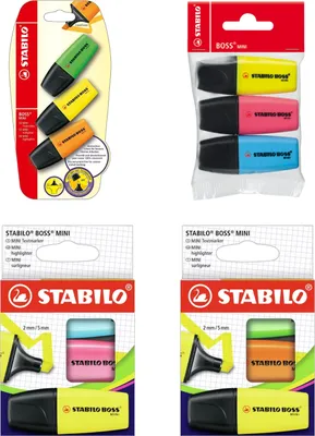 Produktbild von STABILO BOSS MINI Textmarker - 2+5 mm - 3er Set