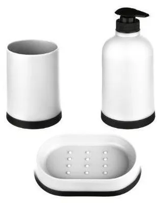 Produktbild von Badzubehör Set, schwarz-weiß, 3 Stück