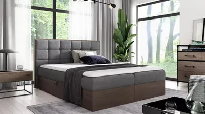 Obrázok produktu pre Manželská posteľ 160x220 CHANTELLE 1 - tmavý dub / tmavo šedá + topper