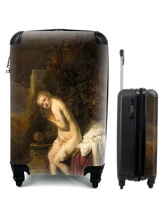 Produktbild von MuchoWow® Koffer Handgepäck Trolley Rollkoffer Kleine Reisekoffer mit 4 Rollen - Suzanna - Rembrandt van Rijn - Cabin Size < 55x40x23 cm & 55x40x20 cm - Fotokoffer - Kabinenkoffer - Boardgepäck - Reise-Box - Reisekoffer - Reisegepäck - Koffer mit Bild - Trolley für Kinder