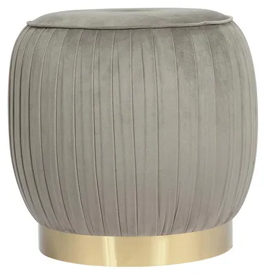 Produktbild von Pouf Lyla mit Stauraum aus grauem Samt und goldenem Sockel
