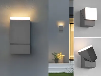 Produktbild von 2-er Set schwenkbare LED Außenwandleuchten, Fassadenbeleuchtung Anthrazit H:16cm