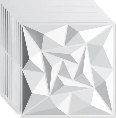 Immagine prodotto di Aopunly 12 pezzi Pannelli 3D Pannelli da parete in cloruro di polivinile PVC - Pannelli per pareti e soffitti - 50x50 cm (0,25 m²) - Leggeri, flessibili e facili da installare - Bianco