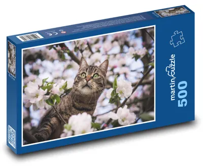 Obrázek produktu pro Puzzle 500 Kočka mezi květy na stromě - martinpuzzle