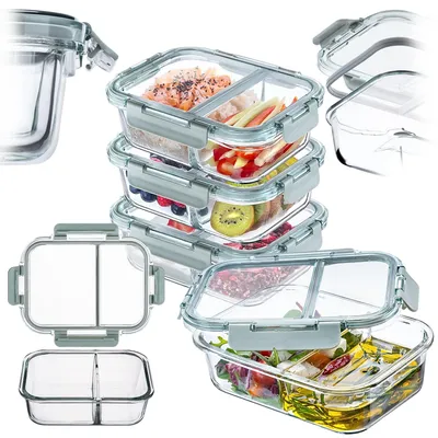 Immagine prodotto di Set di 4 contenitori in vetro per alimenti, con coperchio ermetico
