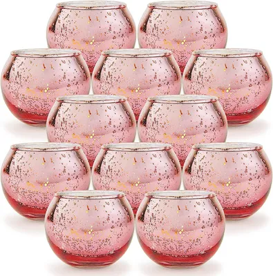 Produktbild von Teelichthalter Aus Glas, 12 Stück Hochzeitsmittelstücken für Tisch, Quecksilberglas Teelicht Kerzenhalter Bulk für Geburtstag Party HeimDekoration