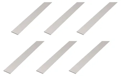 Image de Alberts, 6 barres plates en aluminium, anodisées argentées, dimensions 60 x 3 mm, longueur 1 mètre