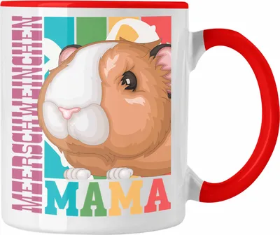 Produktbild von Trendation - Meerschweinchen Mama Tasse Geschenk für Hasen Besitzerin Spruch Geschenkidee (Rot)