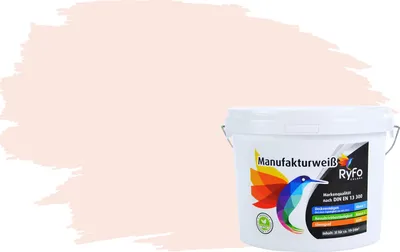 Produktbild von RyFo Colors Bunte Wandfarbe Manufakturweiß Zartrosé 3l  - weitere Weiß Farbtöne und Größen erhältlich, Deckkraft Klasse 1, Nassabrieb Klasse 1