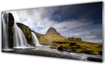 Produktbild von Acrylglasbilder 125x50 Wandbild Druck Wasserfall Gebirge Landschaft