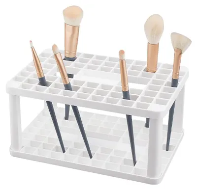 Productafbeelding van Penseelhouder - 71 vakken. Make-up organizer - Opbergdoos voor make-uppenseels en stiften - Wit