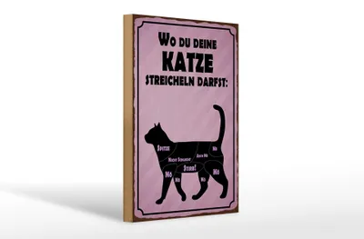 Produktbild von Holzschild Spruch 20x30cm wo du deine Katze streicheln