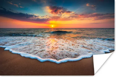 Produktbild von MuchoWow® Poster Strand - Meer - Sonnenuntergang 90x60 cm - Schlafzimmer