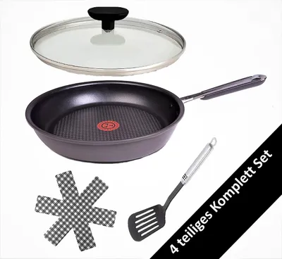 Produktbild von Tefal E75604 Jamie Oliver Pfanne mit Deckel 24cm Induktion, 4 TLG Set, Bratpfanne Antihaft beschichtet, Ofenfest, Spülmaschinenfest, alle Herdarten