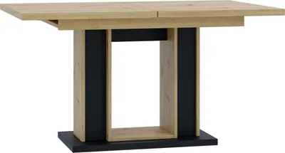Produktbild von MEBLINI Esstisch Ausziehbar - Esszimmertisch Modern - Küchentisch - Ausziehtisch - Säulentisch - Ausziehbarer Tisch - Dining Table - Esszimmertische – 140-180x90x75cm - FOREST - Artisan Eiche/Schwarz