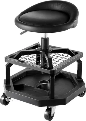 Image de Siège de travail réglable pour atelier, avec réglage pneumatique de la hauteur, une capacité de charge de 136 kg, un siège confortable, une rotation à 360° et une construction robuste – idéal pour les garages et les ateliers