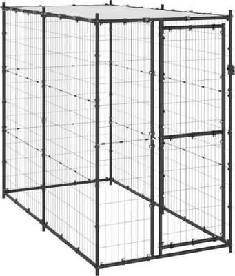 Zdjęcie produktu dla Kojec dla psa z zadaszeniem, stalowy, 110x220x180 cm