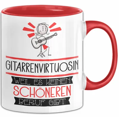 Produktbild von Gitarrenvirtuosin Weil Es Keinen Schöneren Beruf Gibt Tasse Geschenk für Eine Gitarrenvirtuosin Lustig (Rot)