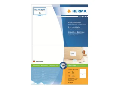 Image de HERMA Étiquettes d'adresse Premium A4 blanc 199,6x143,5 mm papier mat 200 pcs