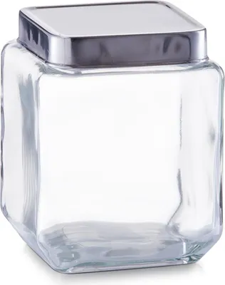 Image de Récipient de stockage Zeller, verre/acier inoxydable, 11x11x14 cm, 1,1 l, transparent