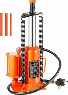 Obrázek produktu pro VEVOR pneumaticko-hydraulický zvedák lahví s nosností 12 t a zdvihem 265–505 mm, pneumatický/ruční, svařovaný zvedák s pumpou pro opravy SUV, pickupů, nákladních vozidel a osobních automobilů, oranžový