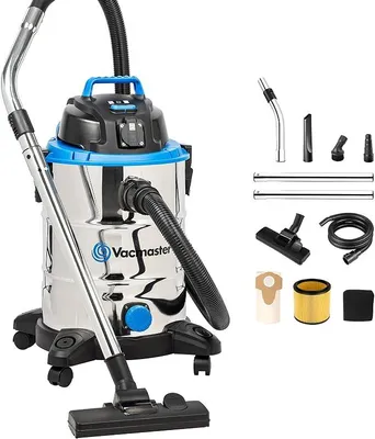 Productafbeelding van 1500W, 30 liter nat- en droogzuiger, vloerzuiger, krachtige zuigkracht, stofzuiger, roestvrij staal