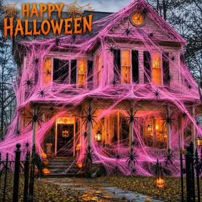 Productafbeelding van 400g spinnenweb Halloween deco met 60 spinnen - Halloween deco buiten