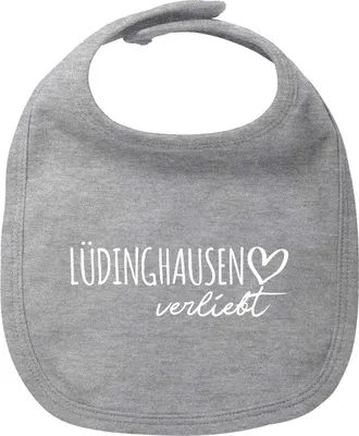 Produktbild von Huuraa Baby Lätzchen Lüdinghausen verliebt Heather Grey Klettverschluss  Baumwolle Latz Geschenkidee