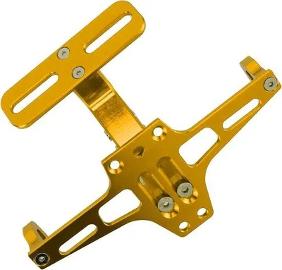 Image de Supports de plaque d'immatriculation réglables pour moto, en aluminium doré