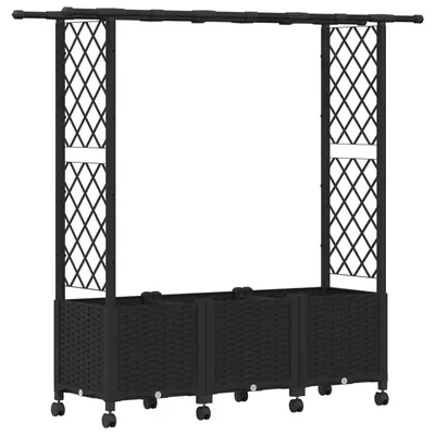Obrázok produktu pre VidaXL Vyvýšený záhon s mriežkou na popínavé rastliny a strechou, čierny, 162,5 x 40 x 142 cm, PP