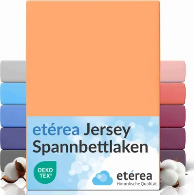 Produktbild von Jersey Spannbettlaken 90x200 - 100x200 cm, 100% Baumwolle Bettlaken, Pfirsich
