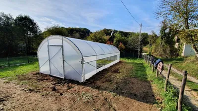 Produktbild von Gewächshaus 4×10,5 m – Profi Tunnel‑Gewächshaus mit hoher Seitenhöhe, seitlicher Öffnung & Verstärkungen