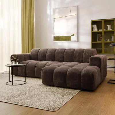 Produktbild von Masseno Ecksofa TISI L-Form, Wohnzimmersofa, Couch, Soffa, Couchgarnitur- Braun, LUMO 40