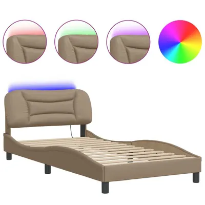 Produktbild von Bettgestell mit LED ohne Matratze "Hvar" Cappuccino-Braun 100x200 cm Kunstleder