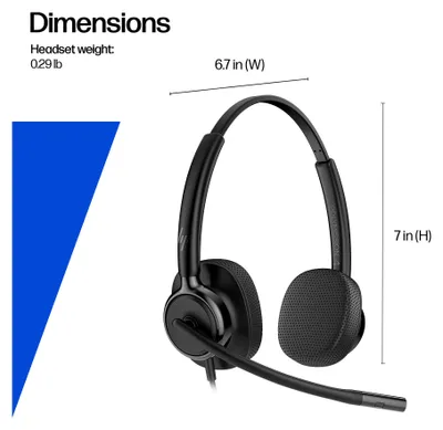 Produktbild von HP Poly Mission 425 Stereo-USB-Headset, kabelgebunden, Kabelgebunden, Anrufe/Musik, 132 g, Kopfhörer, Schwarz