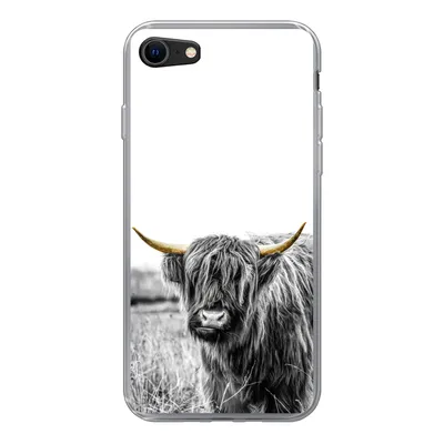 Produktbild von MuchoWow® Handyhülle Schutzhülle Hülle für iPhone 7 Schottischer Highlander - Gold - Schwarz - Weiß Silikon Softcase Handy Hülle - Kartenhalter