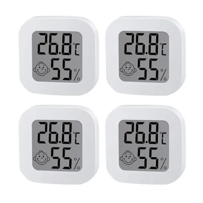 Produktbild von 4 Stücke Hygrometer, Thermometer, Luftfeuchtigkeitsmesser, Monitor mit Temperatur -10 - 70℃ und Luftfeuchtigkeit 10 % RH - 99 % RH Sensor