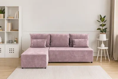 Zdjęcie produktu dla Narożnik KUBO L FIT z funkcją spania 120x200, pojemnik na pościel, uniwersalny L/P, Kronos 27 brudny róż, 206 cm
