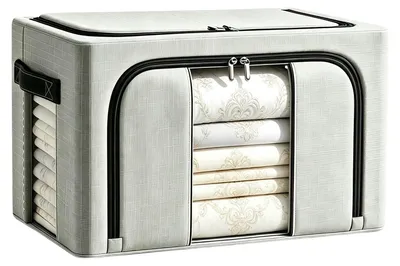 Imagen del producto de Caja de almacenamiento para ropa, 66 litros, 50 x 40 x 33 cm, plegable, con estructura de metal