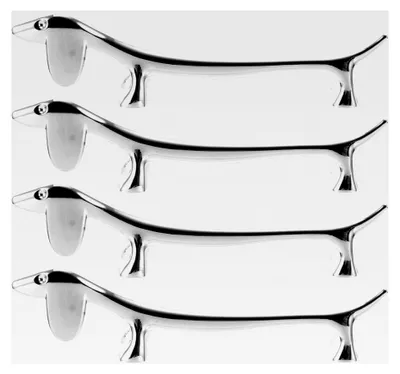 Produktbild von Essstäbchenhalter aus Legierung, 4 Stück, mit Hundedesign, Besteckablage für Essstäbchen, Löffel und Gabel, Tischdekoration und Geschirrständer