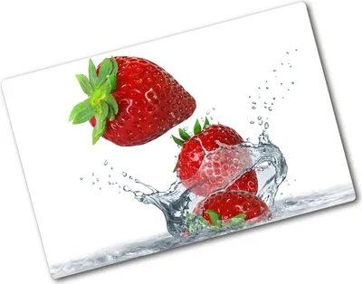 Produktbild von Tulup Glas Herdabdeckplatte - 80x52 cm - Glaskeramikkochfeld-Abdeckung Spritzschutz Glasabdeckplatte - Einteilig - Essen & Getränke - Erdbeeren und Wasser - Rot