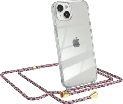 Produktbild von EAZY CASE Handykette kompatibel mit Apple iPhone 14 Plus, Handyhülle mit Umhängeband, Handykordel, Schutzhülle Clear, Band in Rot