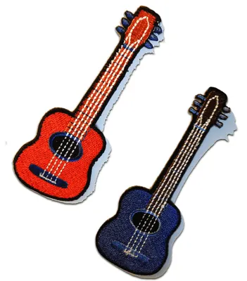 Obrázok produktu pre Gitara - nažehľovacia nášivka, nažehľovací obrázok, nášivka, nášivka, na nažehlenie, veľkosť: 10 x 3,8 cm