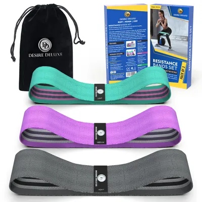 Image de Lot de 3 bandes de résistance Desire Deluxe – Bandes de fitness pour la musculation, bandes élastiques pour la maison, idéales pour les hommes et les femmes