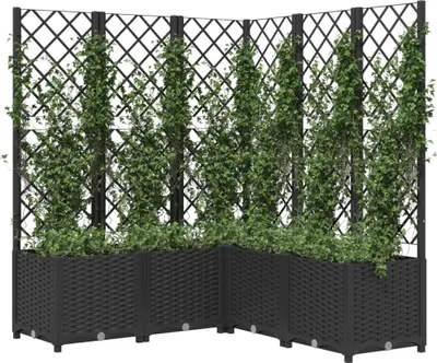 Produktbild von "Winterschlussverkauf "Pflanzkübel/Garten-Hochbeet - CLORIS - Pflanzkasten - mit Spalier Schwarz 120x120x136 cm PP - NeuMöbel5651283