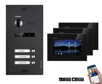 Produktbild von WLAN Videotürsprechanlage BALTER EVO 2-Draht BUS für 3-Familienhaus Schwarz-Schwarz