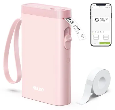 Immagine prodotto di Stampante per etichette portatile - Bluetooth - 203 DPI - Rosa - Con nastro
